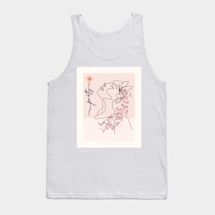 Pretty Girl Line Art Pink Pastel Tank Top